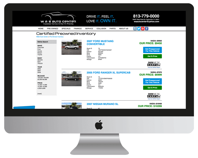 car dealer web design